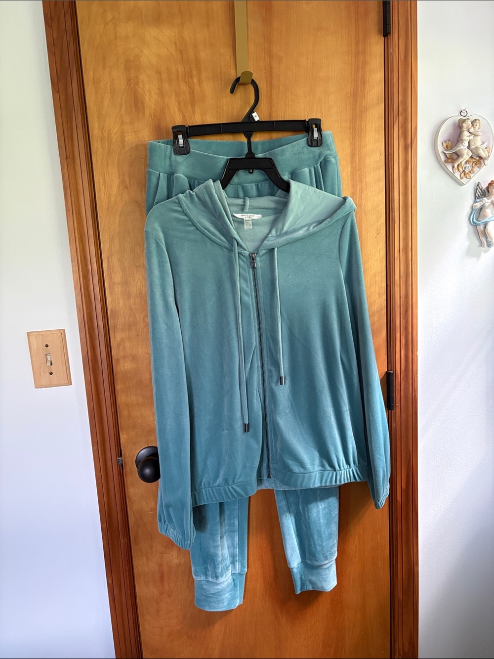 Velour Zip Hoodie & Jogger Set - Teal